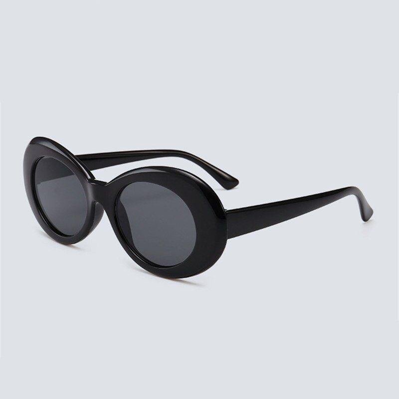 Yooske clout beskyttelsesbriller nirvana kurt cobain runde solbriller til kvinder mænd mærke briller retro solbriller  uv400 briller: Sort