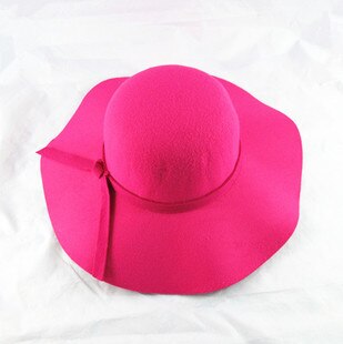 Vintage Retro Kids Kind Jongen Meisje Hoeden Fedora Polyester Vilt Samenpersbare Wide Brim Cloche Floppy Zon Strand Cap: rose