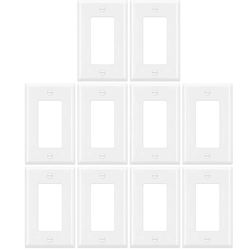 Wall Plate Kit,Receptacle Cover, Decorator Light Switch Cover, 1-Gang Standard Size 2.77 x 4.52 inch ,White,10 Pack: Default Title