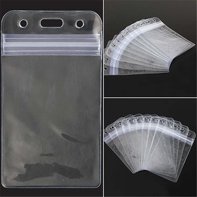 1/5/10pcs Waterproof Vertical Transparent PVC Plastic Clear Zipper ID Card Holder Pocket Credit Passport Card Bag