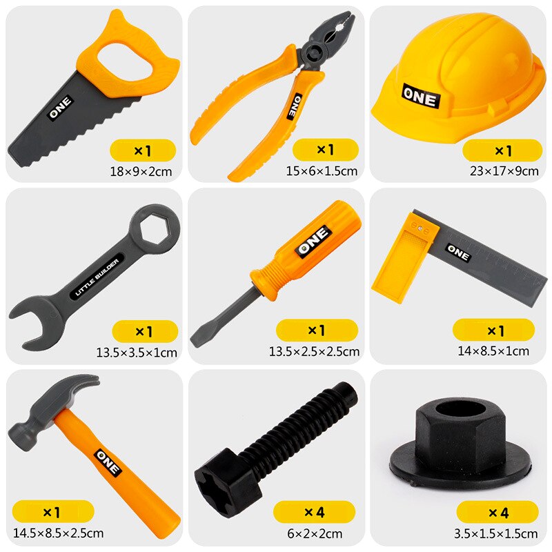 Pretend Play children&#39;s and boys&#39; play toys set simulation 15-piece maintenance tool simulation saw tweezers screwdriver