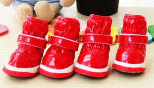 Winter Pet Dog Shoes for Small Dogs Warm Fleece Puppy Waterproof Snow Boots Chihuahua Yorkie Products: red / M