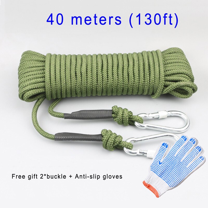 Outdoor Camping Rock Climbing Rope 8mm Fire Escape Safety Static Rope Wall Tree Climbing Rope Stronger with steel wire: Length 40 meters