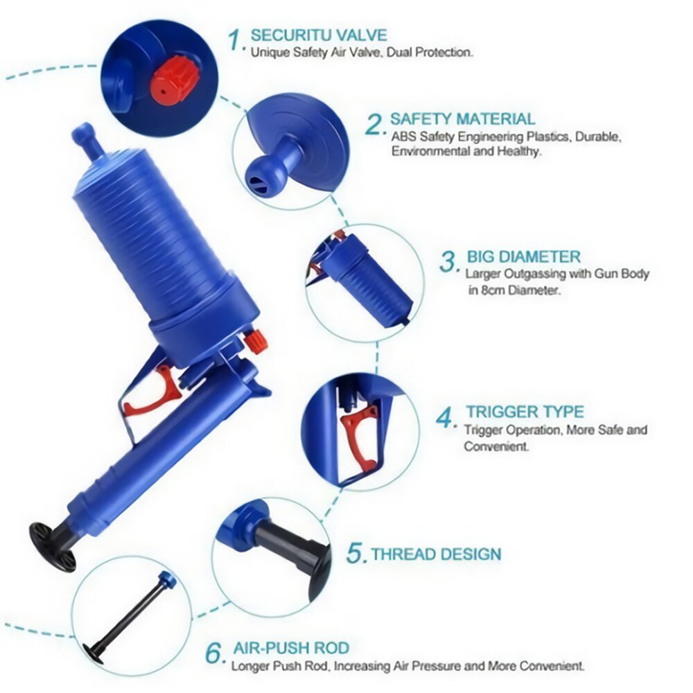 High pressure dredge Air Pump Drain Blaster Sink Bath & Toilet Plunger Pipe Unblock Blockage Remover Toilet Cleaner