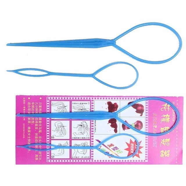 2pcs Magic Hair Braiding Twist Curler Styling Set DIY Styling Tool Kit Hairpin Holding Braiders Pull Hair Ponytail: a-Blue