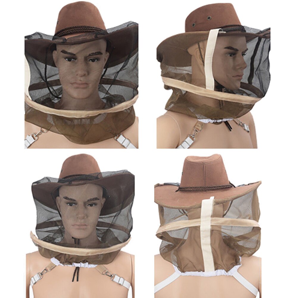 Anti Bee Gezichtsmasker Hoed Bijenteelt Vliegt Insecten Netto Mesh Protector Cowboy Cap Anti Bee Gezichtsmasker Hoed Netto Mesh protector Gezicht Mas