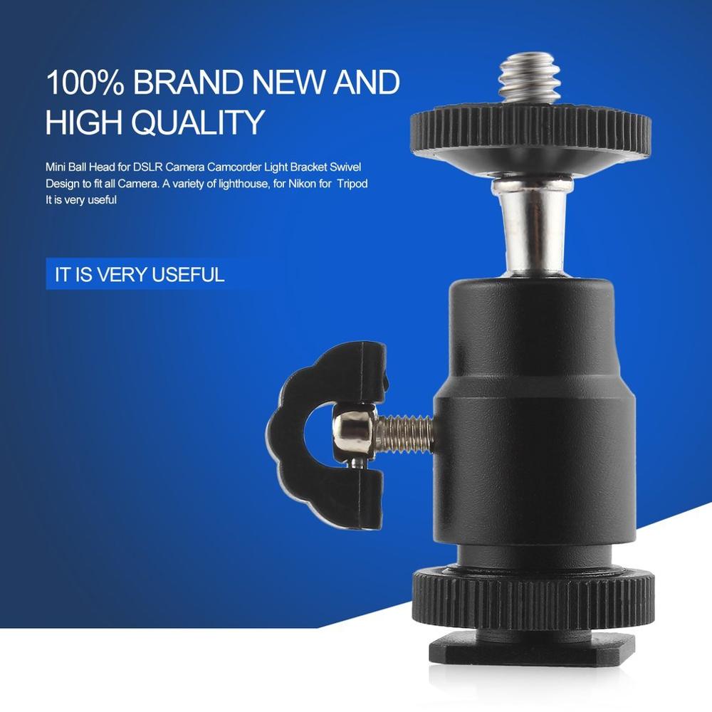 Universal 1/4 Mini Ball Head Screw Tripod Light Bracket Swivel Holder Mount DSLR Camera Camcorder for Canon Tripod Black