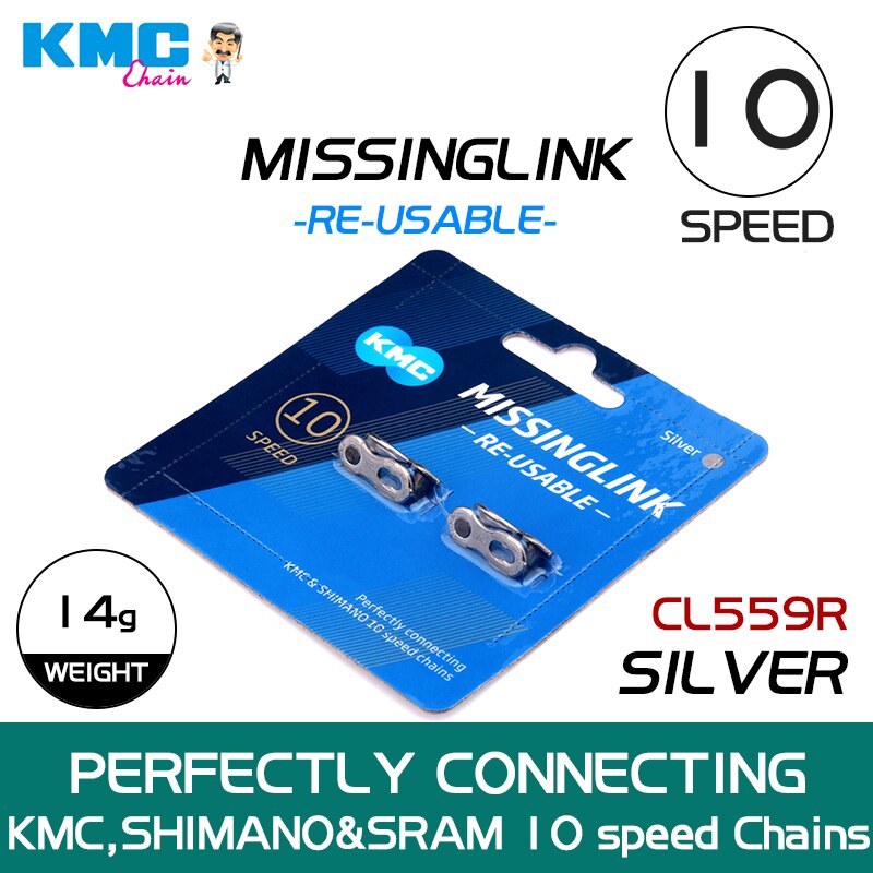 2 Pairs KMC Chain Missing Link 6/7/8/9/10/11 Speed Silver Gold Color Reusable Chain Magic Clasp Bicycle Chain Repair Parts: 10s silver