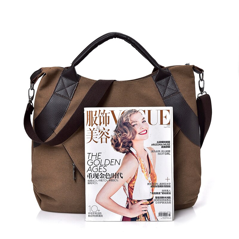 Bolsa de lona feminina com zíper, bolsa de ombro grande para mulheres, casual, sacola de compras, bolsa carteiro, para viagem, novo, 2021