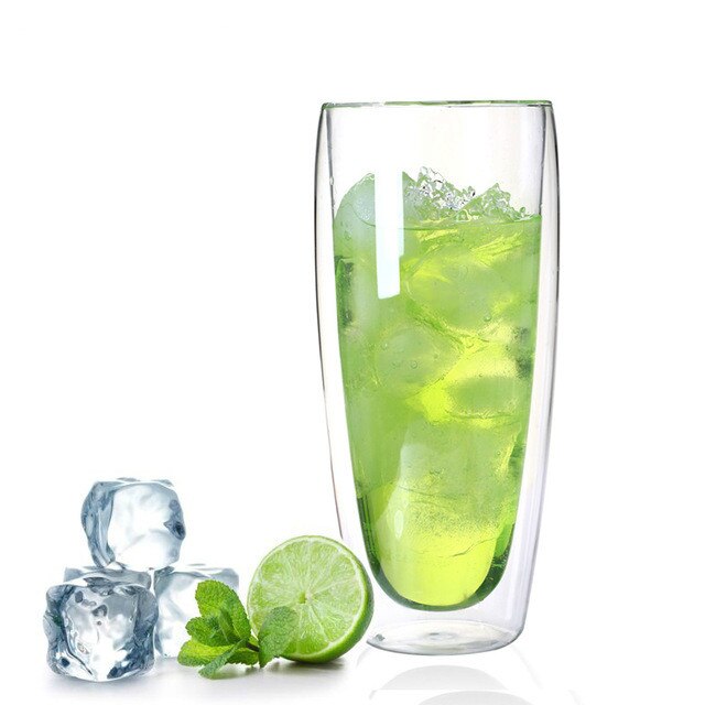 Double Coffee Mugs with The Handle Mugs Drinking Insulation Double Wall Glass Tea Cup Drinkware Milk: F  650ML