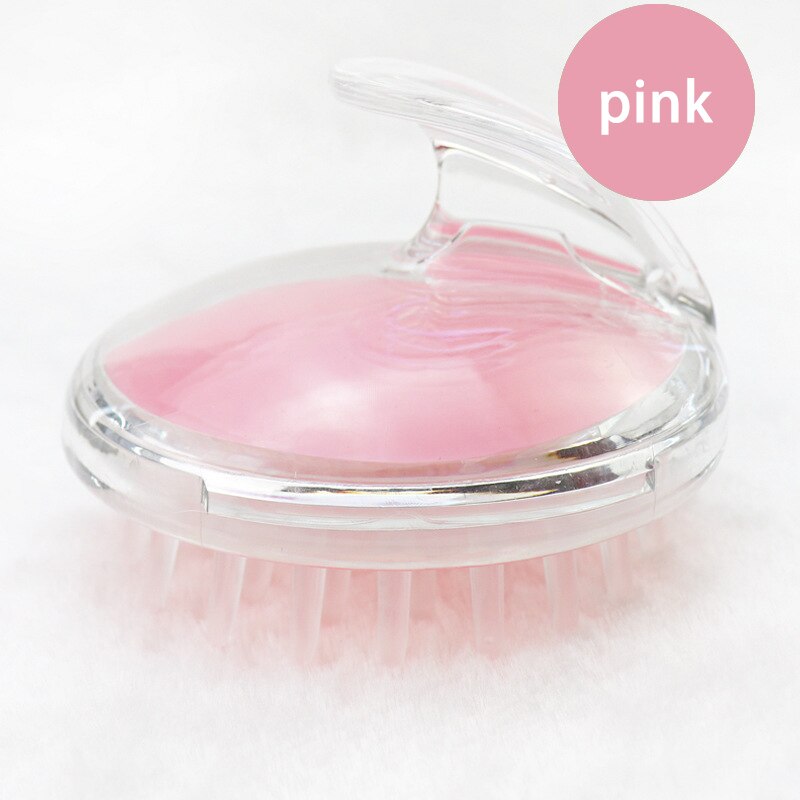1PcsTransparent anti-dérapant cuir chevelu Massage brosses pour le lavage des cheveux Portable en plastique shampooing peigne salle de bain accessoires: Rose
