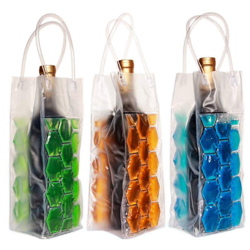 Upors 1 stk ispose vinkøler madkvalitet pvc 10*10*25cm hurtigfrosset pose champagne ølflaske køligere isgelpose køletaske