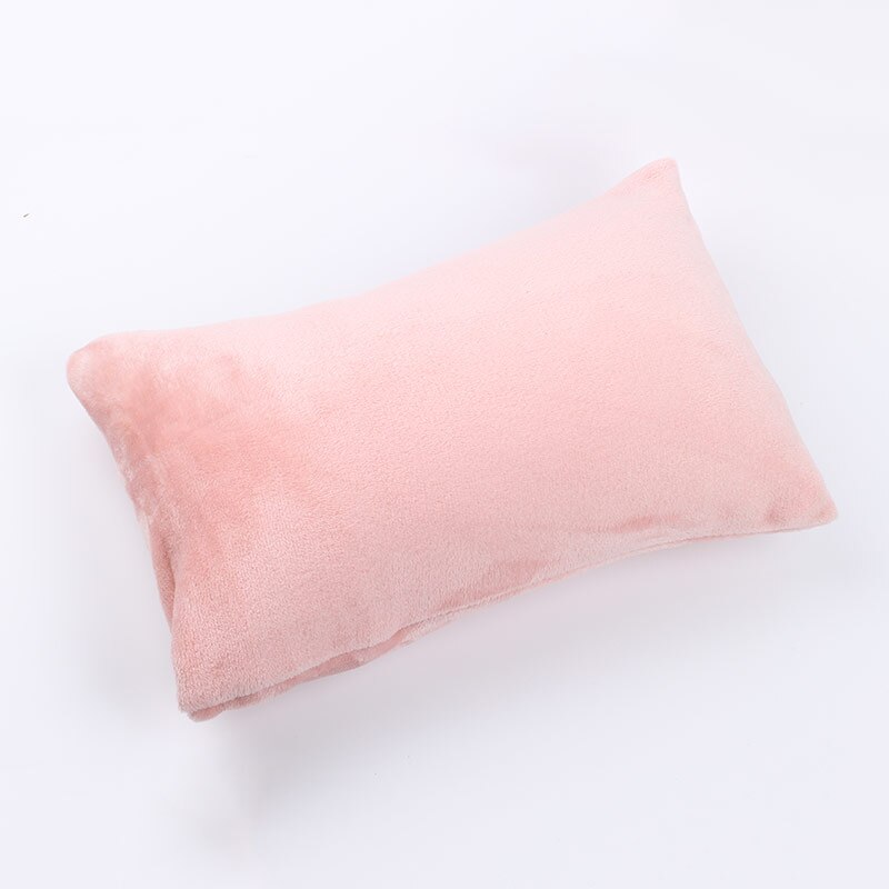 Petit oreiller avec taie d'oreiller doux et noyau complet, pour adulte, repose-sieste, petit oreiller de sommeil, envoyer un sac de rangement en: pink(fleece)