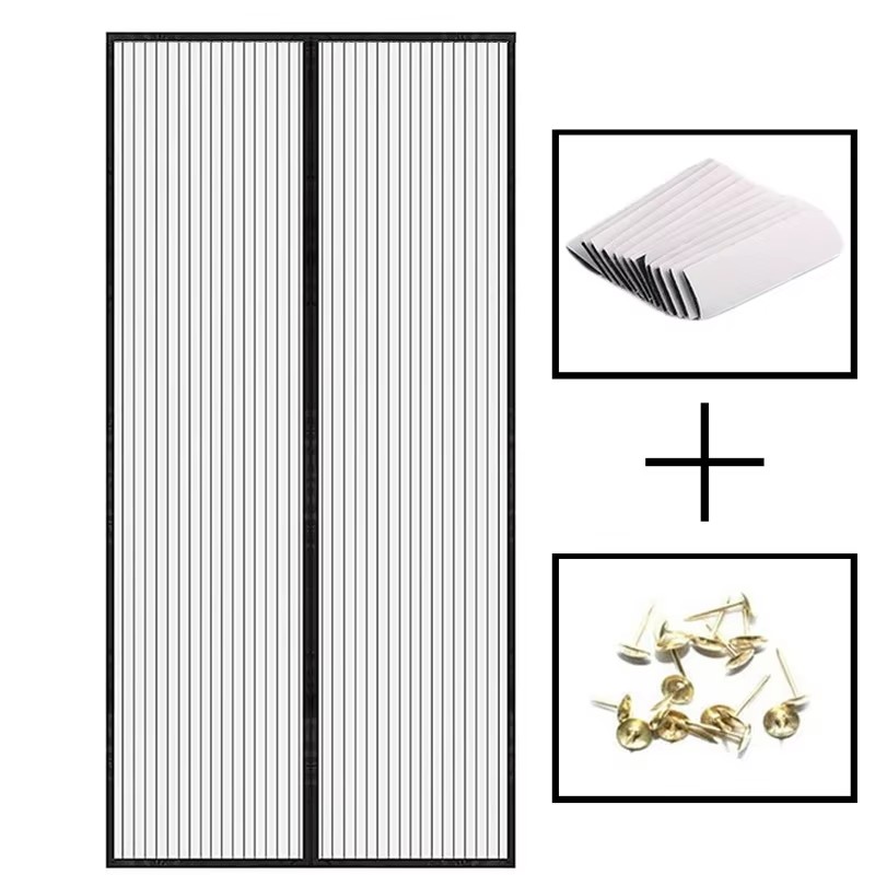Magnetic Mosquito Net for Doors & Windows, Auto-Close Fly Screen, Ventilation Mesh, No Drill Easy Install: 3*2.6 / black