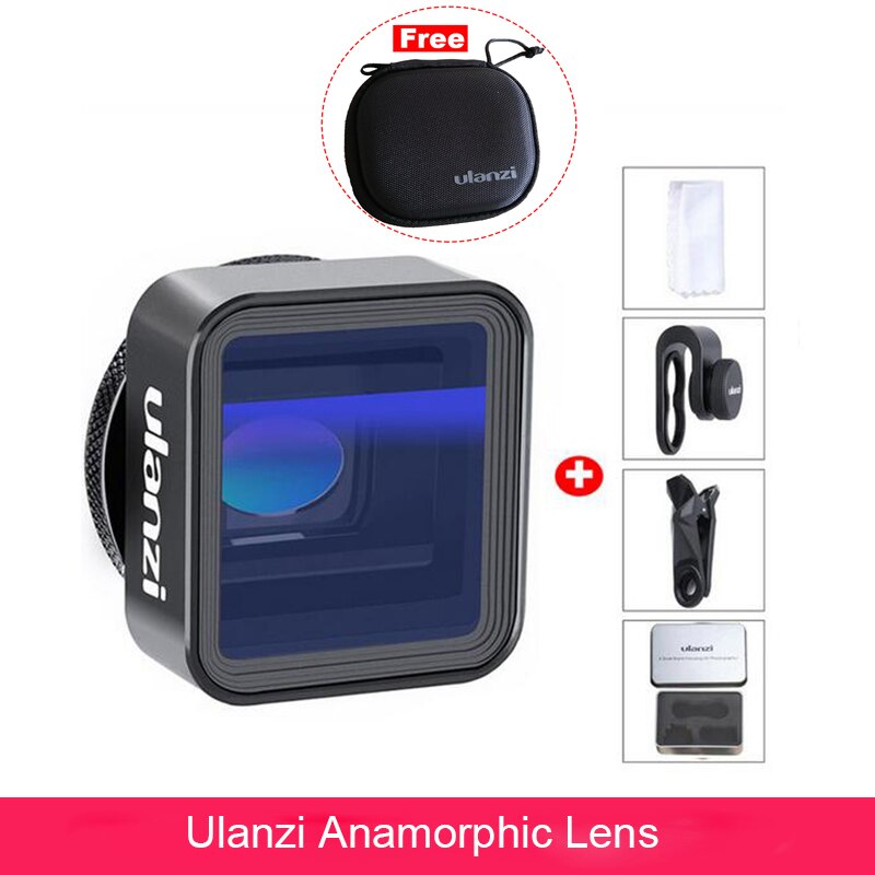 Ulanzi mobiltelefon linse 17mm interface vidvinkelobjektiv med cpl filter anamorfisk linse fiskeøje tele 75mm makro linse: Anamorf linse