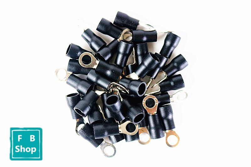 Rvs 1.25-4 rød koldpresset terminal o type cirkulær præisoleret terminal wire kabelsko størrelse 0.5-1.5mm( a.w .g22-16): Sort