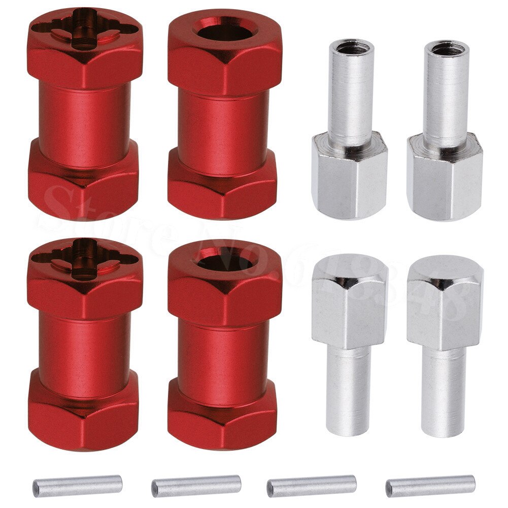4pcs Aluminum RC Car 15/20/25mm Extension 12mm Hex Wheel Hub Drive Adaptor Combiner Coupler for 1/10 RC Crawler Axial SCX10 D90
