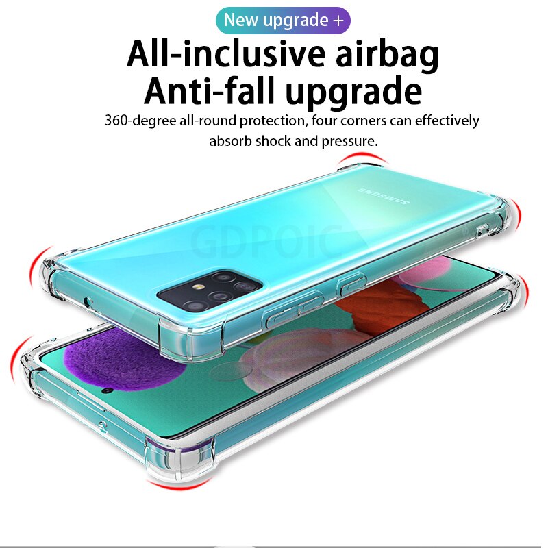 luxury Shockproof Phone cases on For Samsung Galaxy A51 A71 A50 A70 A50 A40 A80 A90 clear Silicone Case For Samsung M30 M40 Case