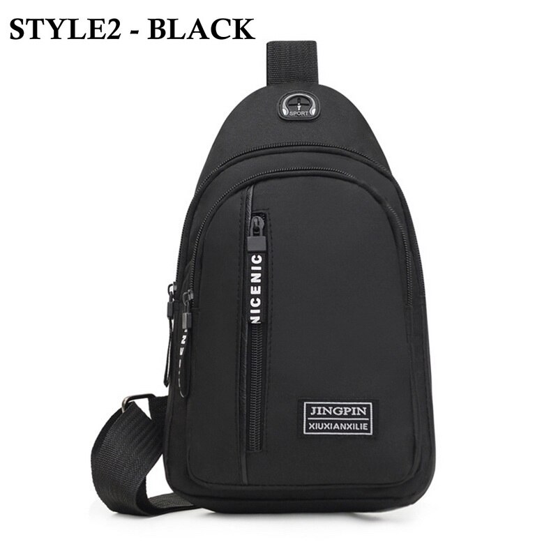 Bolso cruzado Oxford de con carga USB para hombre, antirrobo, para el pecho, para viaje, corto, bolso de hombro impermeable: B-4