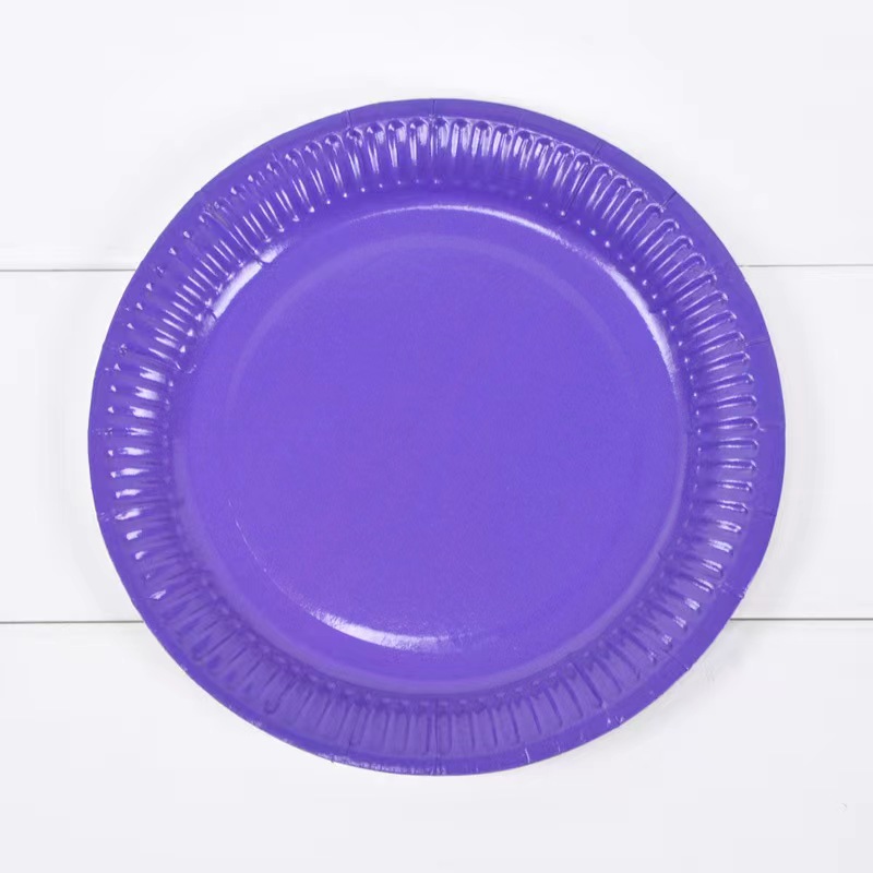 Solid Disposable Tableware Set, Party Supplies, Paper Plates, Wedding, Birthday Party Decor, Adult Favor, Black, Green, Blue,: PURPLE