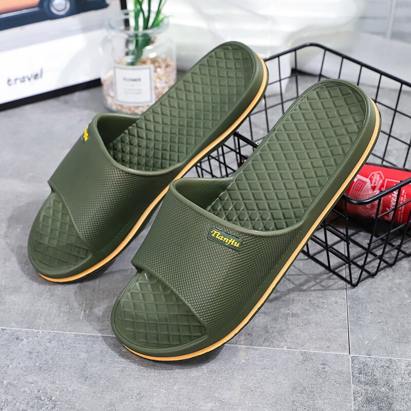 Heren strand slippers zomer platte schoenen comfortabele instappers heren sandalen antislip zool heren casual slippers: Groente / 11.5