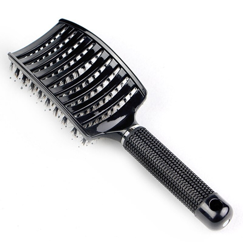 Boar Bristle Hair BrushCurved And Vented Detangli... Grandado