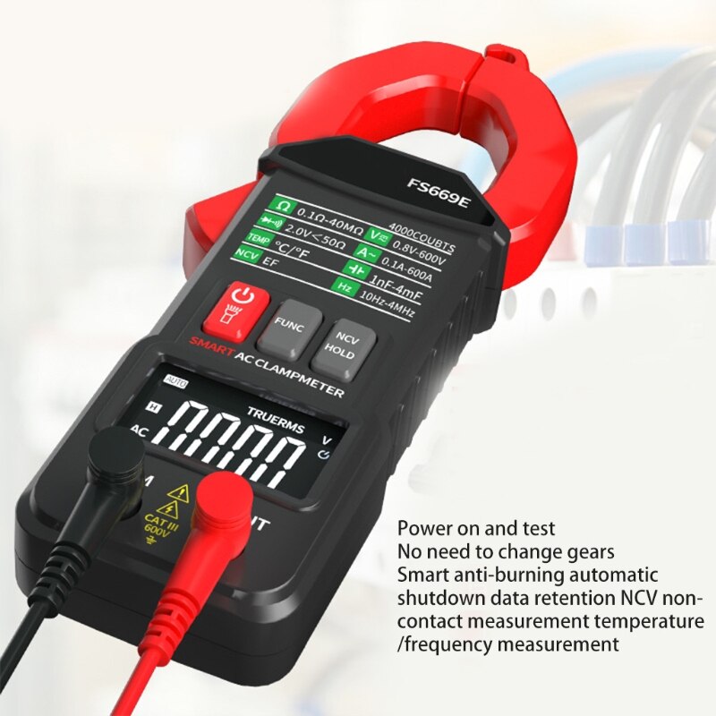 Digital Clamp Meter High Accuracy Auto-Ranging AC Current Amp Multimeter with AC/DC Voltage Ohm Capacitance Diode Test M4YD