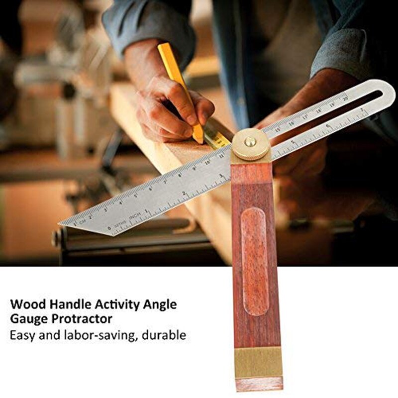 9-Inch Sliding T-Bevel with Hardwood Handle T-Bevel Square Multi Angle Adjustable Gauge Ruler Measurement Tool