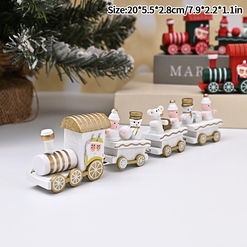 Ozdoby Świąteczne Pociąg Dekoracja Imprezowa Drewniany Mały Pociąg Boże Narodzenie 2025 Dekoracja Domu Navidad kolęda Prezenty na Nowy Rok Festiwal: Jasno szary