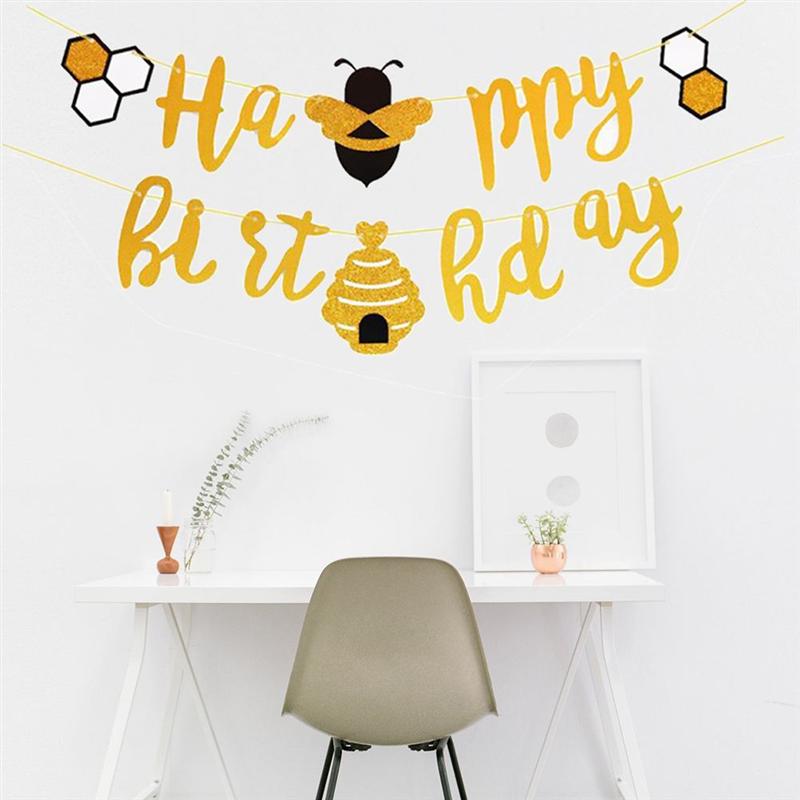 1PC Honey Bee Themed Banner Birthday Party String ... – Grandado