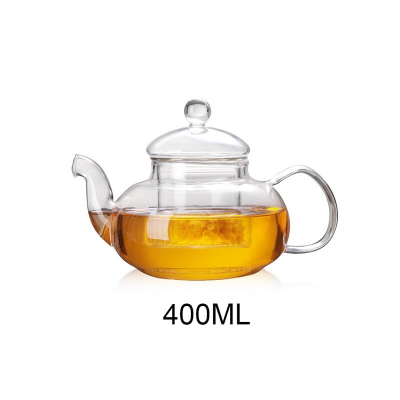 Heat Resistant Glass Flower Tea Pot,Practical Bottle Flower TeaCup Glass Teapot With Infuser Tea Leaf Herbal Coffee: 400ml