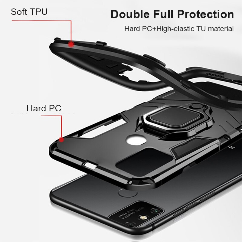 shockproof armor case Redmi 9C cases For xiaomi redmi 9c 9 c c9 xiomi redmi9c stand holder magnetic car ring phone cover coque