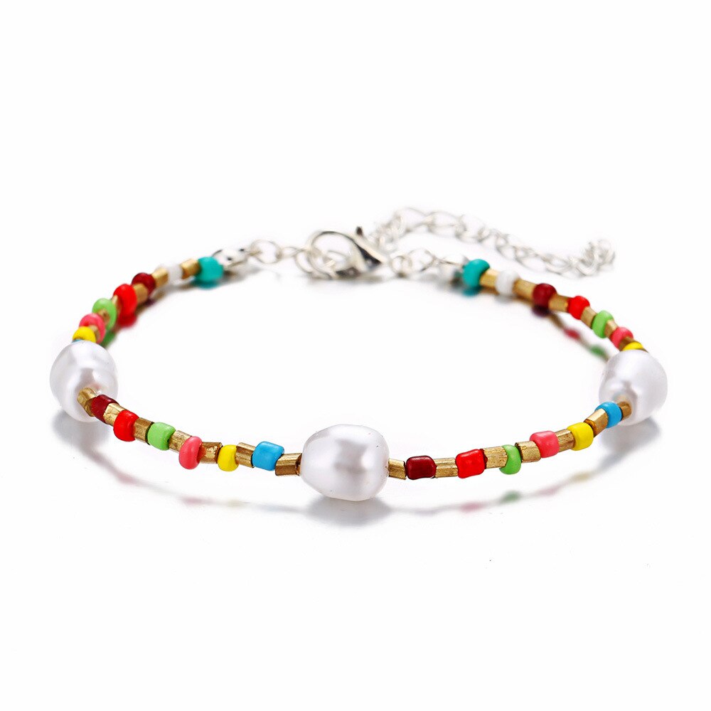 Tobilleras de abalorios Bohemias de ojos turcos multicolor para mujer, pulsera de tobillo de concha de tortuga, pulsera de pie, joyería de playa de océano: JL056