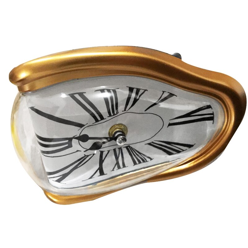 Horloge de fusion, horloge torsadée de Type bloc, horloge fondue pour la maison décorative bureau étagère Table de bureau drôle, or
