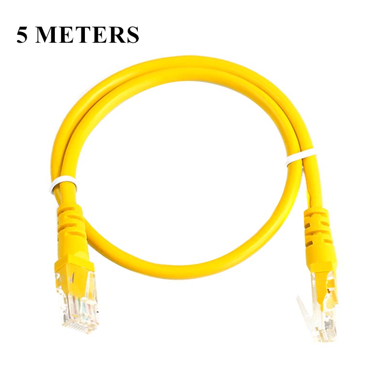 RJ45 CAT5 Ethernet Lan Network Cable Adapter For Computer Modem Anti-interference Yellow Extension Cord RJ45 connector: 5meters