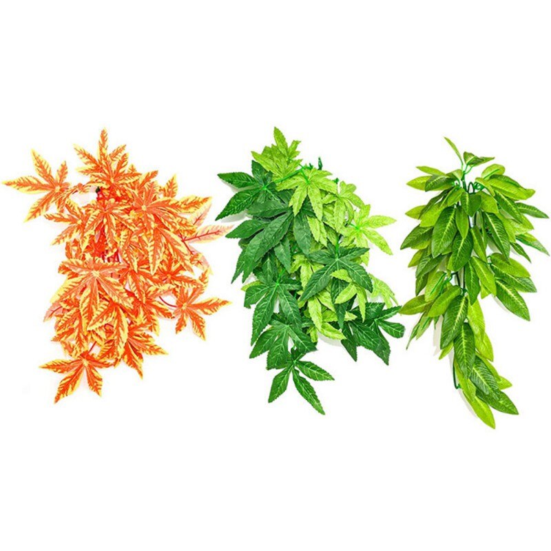 Plant Reptile Breed Box Scenery Simulation Plant Rattan 3 Packages Plant Vines Wall Hanging Simulation Rattan Leaves