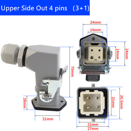 Heavy Duty Connector Aviation Plug Socket Rectangular Industrial HA- Series 4 5 6 8 Pin Water Proof IP65 Male Female 10A 16A: Ivory