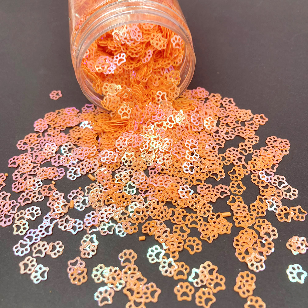 1 Doos Cartoon Kat Poot Vorm Losse Pailletten Voor Ambachten Pailetten Glitter Nail Art Decoratie Sequin Diy Confetti Accessoires: orange