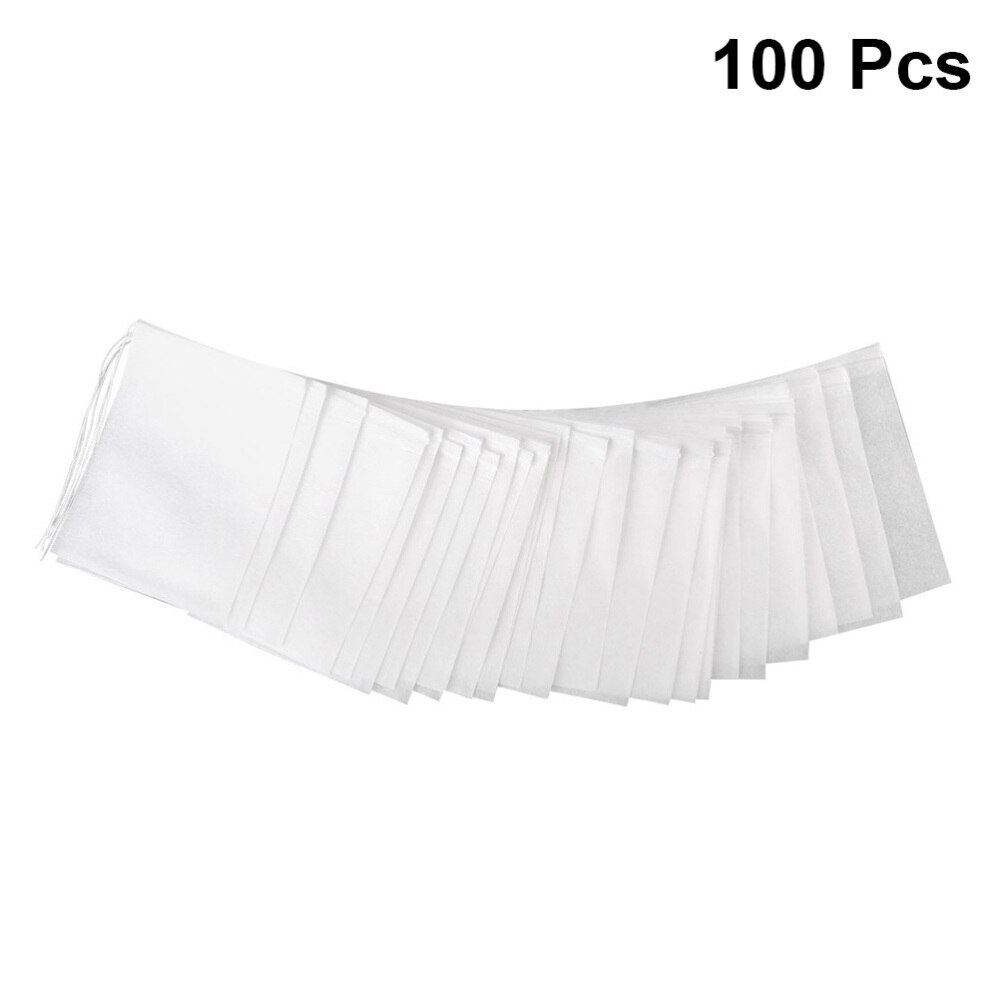 Ounona 200 pces drawstring saco de chá filtro de papel vazio saquinho de chá sacos para folhas soltas chá em pó ervas (branco)