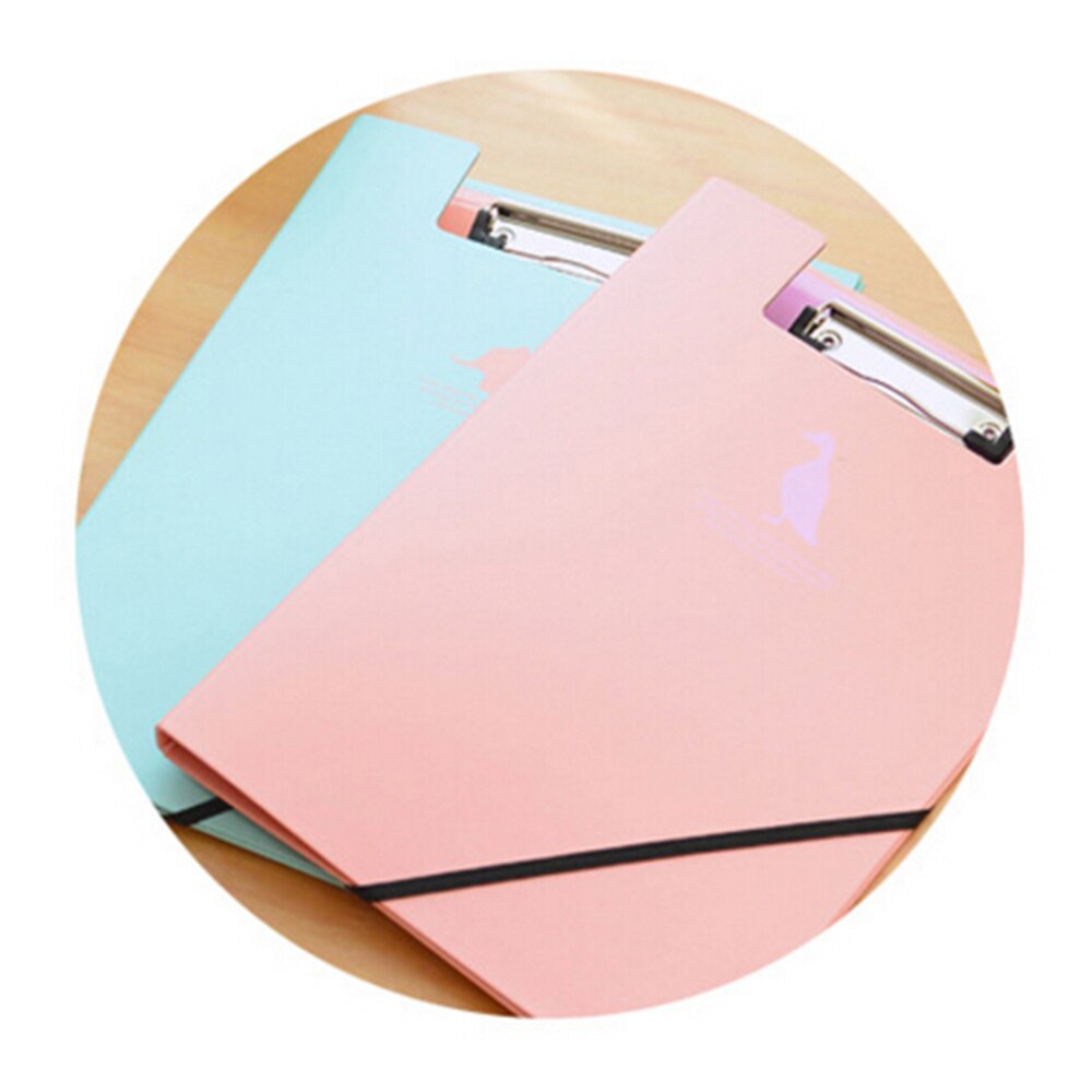 A4 Office Stationary Double-clip Document File Folder Data Paper Clipboards with Bandage (Yellow)