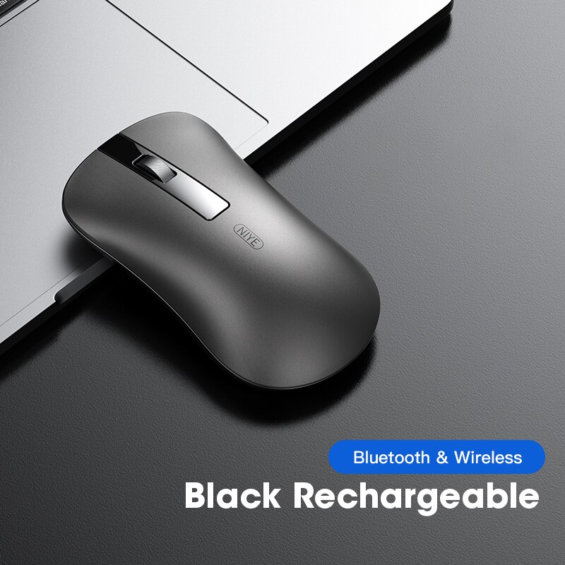 Rechargeable Mouse Wireless Mouse Bluetooth Computer Mouse Silent PC Ergonomic Mice USB Optical Mause Rechargable for Laptop: BT 2.4GHz Black