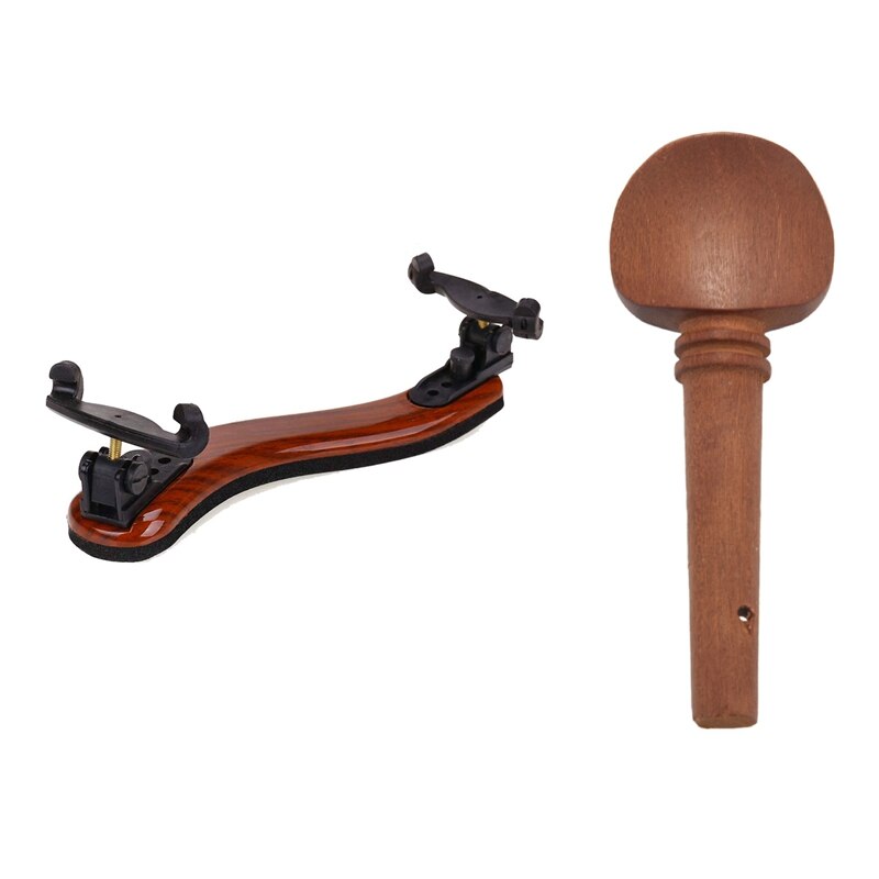 4Pcs 4/4 Size Violin Fiddle Tuning Peg Set With Violin Shoulder Rest