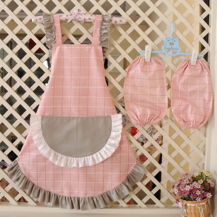 Cotton aprons for woman with pocket lovely Coverall cleaning apron Commercial Restaurant Home Bib delantal cocina kitchen apron: F2 with cuff