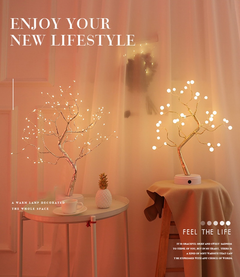 THE FAIRY LIGHT SPIRIT TREE SPARKLY TREES LED Night Light Mini Christmas Tree Copper Wire Garland Lamp Fairy Lights Lamp