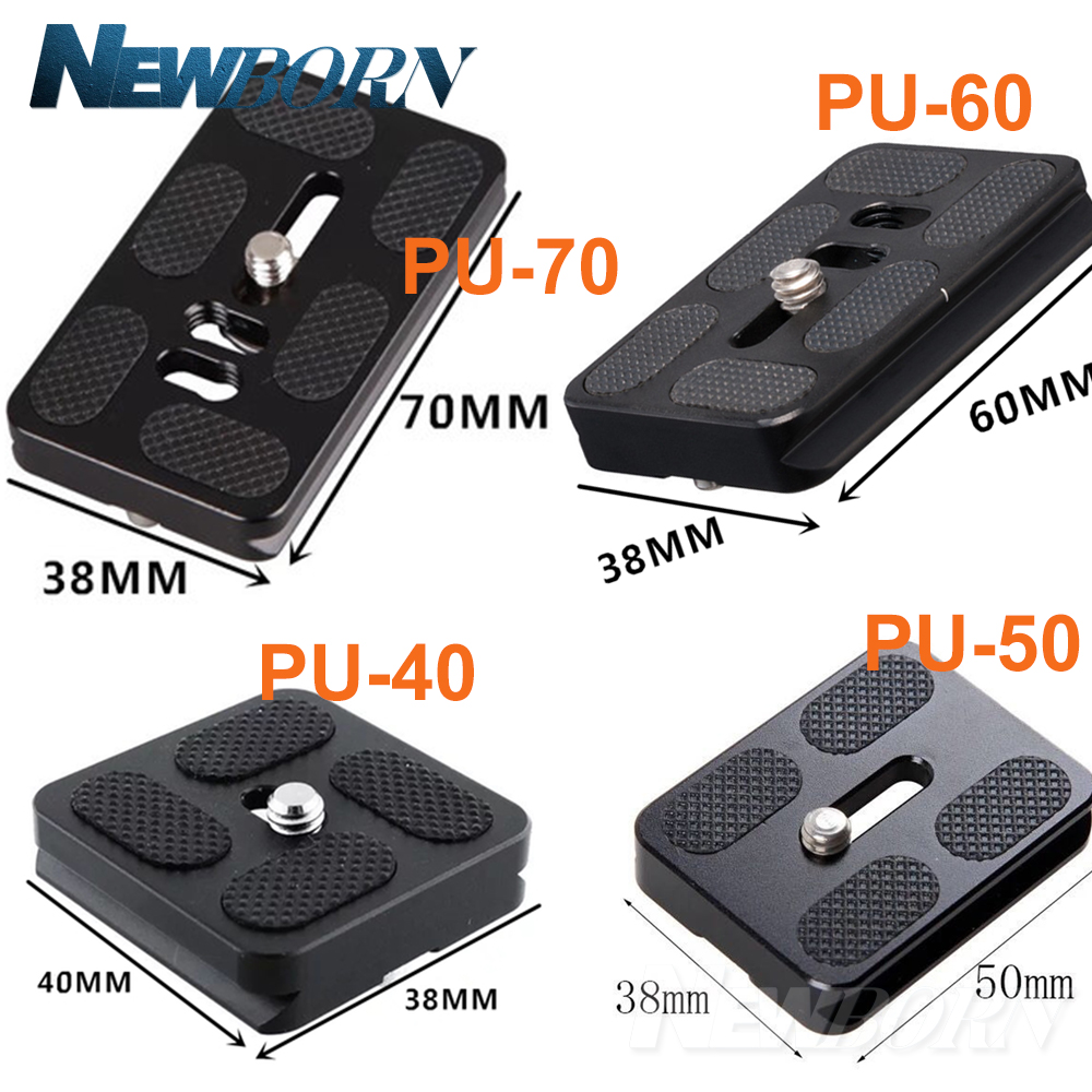 PU40/PU50/PU60/PU70 Quick Release Plate Metal Bracket Tripod Monopod with 1/4" Screw for Tripod Ball Head Arca Swiss