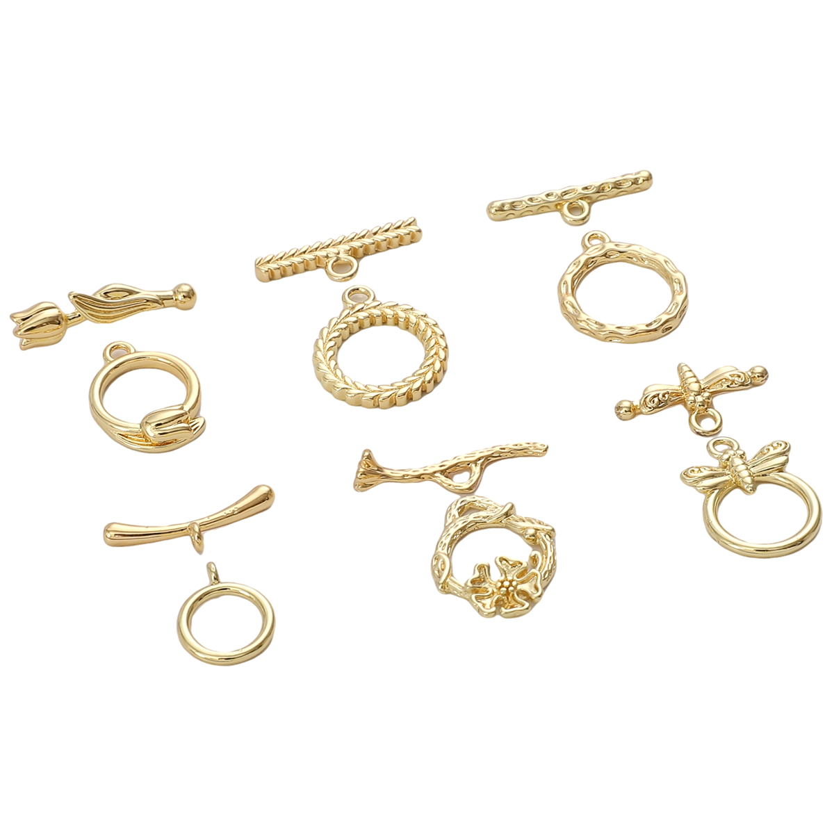 1 set van 14k vergulde messing koperen metalen sluitingen voor het maken van zelfgemaakte armbanden en kettingen.