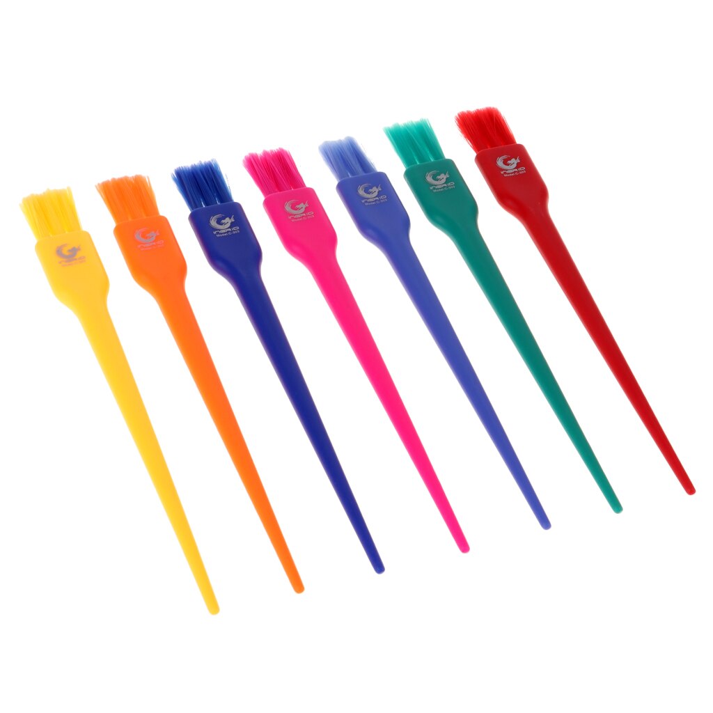 Juego de pinceles para teñir el cabello, Set de 7 pinceles de colores para salón de belleza, sintético, para resaltar y teñir el cabello, DIY