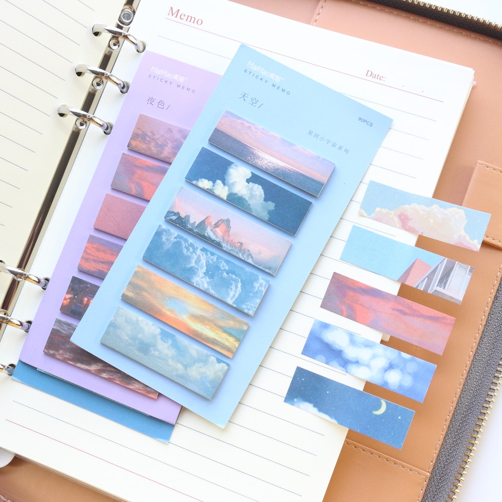 Domikee landscape school student sticky notes pad ins self-adhesive index label mug memo pad stationery