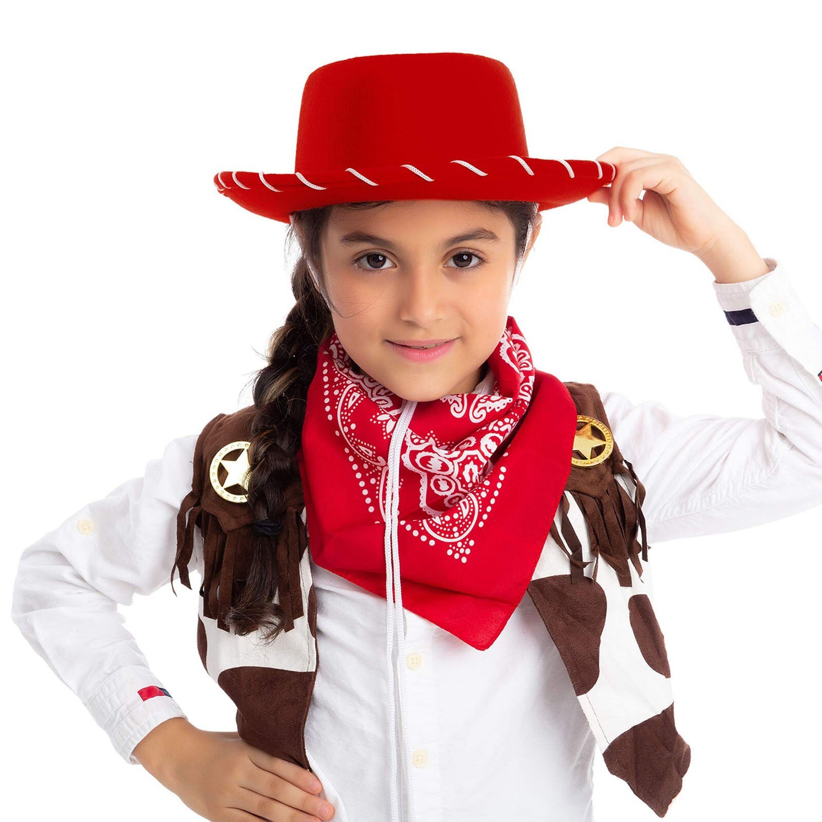 Sombrero vaquero para exteriores para niños y niñas, accesorio de sombrero vaquero para vestir, para fiestas, vacaciones, sombrero con borde vaquero, decoraciones para vacaciones de verano, A26