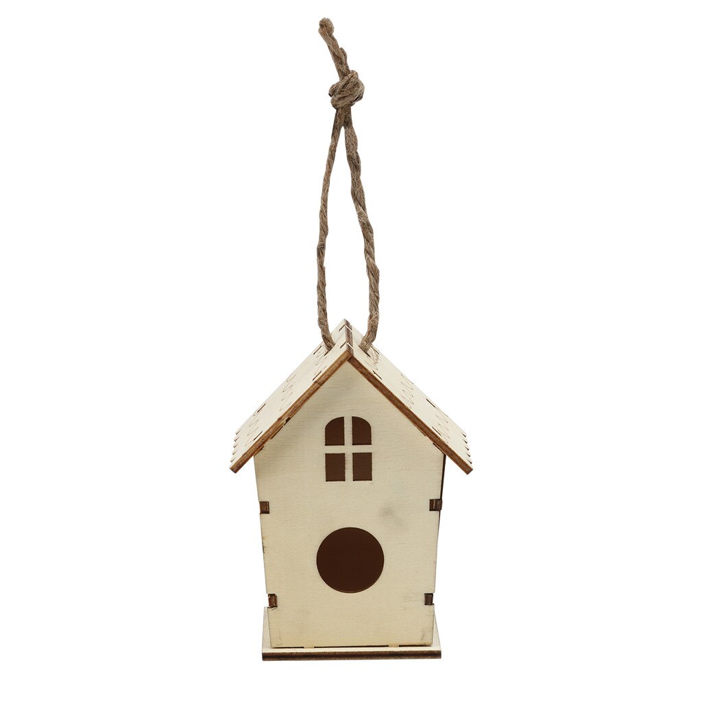 Wooden Bird Feeder Hanging for Garden Yard Decoration Hexagon Shaped With Roof Outdoor Bird Nest Wooden Arts #YL10